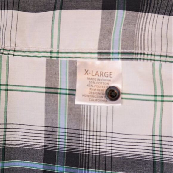 Coastal White Gray Plaid Button Up Short Sleeve Mens Shirt Size XL - Picture 4 of 12